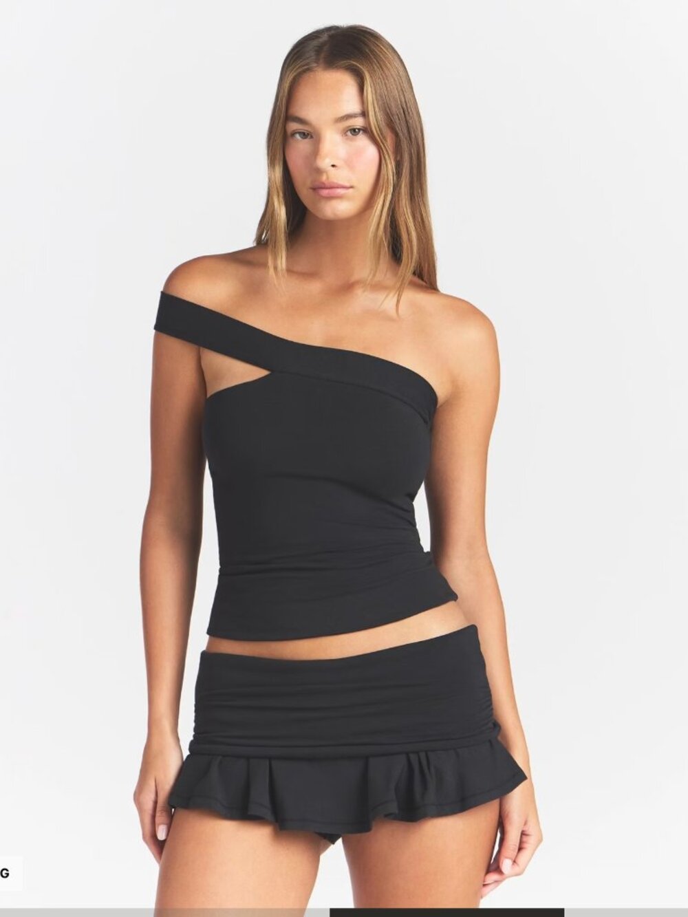 SKIMS Cotton Jersey Asymmetrical Top Soot XS Tags Attached $54